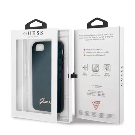Guess Apple iPhone 7 / 8 / SE2 / SE3 (4.7) Croco hátlapvédő tok kék (GUHCI8PCUMLCRBL)