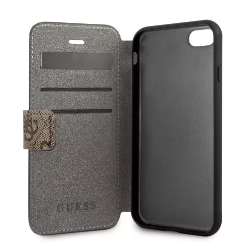 Guess Apple iPhone 7 / 8 / SE2 / SE3 (4.7) 4G oldalra nyíló könyv tok barna (GUFLBKSI84GB)