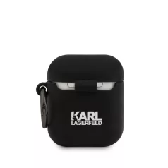   Karl Lagerfeld Choupette Apple AirPods 1/2 szilikon tok fekete (KLACA2SILCHBK)