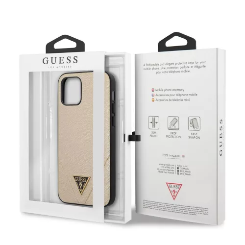 Guess Apple iPhone 12 Mini 2020 (5.4) Saffiano V Stitch hátlapvédő tok arany (GUHCP12SVSATMLLG)