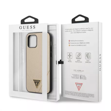Guess Apple iPhone 12 Pro Max Saffiano V Stitch hátlapvédő tok arany (GUHCP12LVSATMLLG)