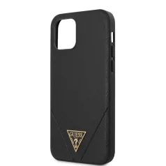   Guess Apple iPhone 12 Pro Max Saffiano V Stitch hátlapvédő tok fekete (GUHCP12LVSATMLBK)