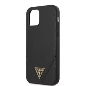   Guess Apple iPhone 12 Pro Max Saffiano V Stitch hátlapvédő tok fekete (GUHCP12LVSATMLBK)