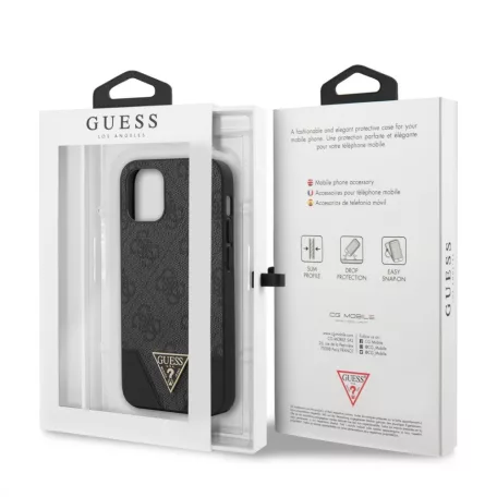 Guess Apple iPhone 12 Mini 2020 (5.4) 4G Triangle hátlapvédő tok szürke (GUHCP12SPU4GHBK)