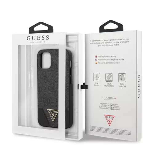 Guess Apple iPhone 12 Mini 2020 (5.4) 4G Triangle hátlapvédő tok szürke (GUHCP12SPU4GHBK)