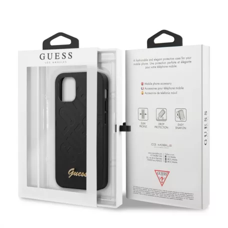Guess Apple iPhone 12 Mini 2020 (5.4) Iridescent Love hátlapvédő tok fekete (GUHCP12SPUILGBK)
