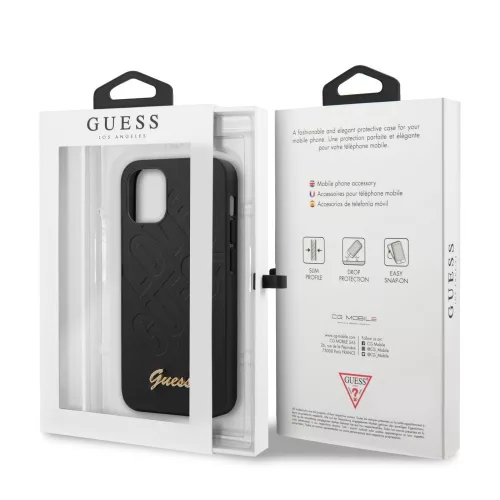 Guess Apple iPhone 12 Mini 2020 (5.4) Iridescent Love hátlapvédő tok fekete (GUHCP12SPUILGBK)