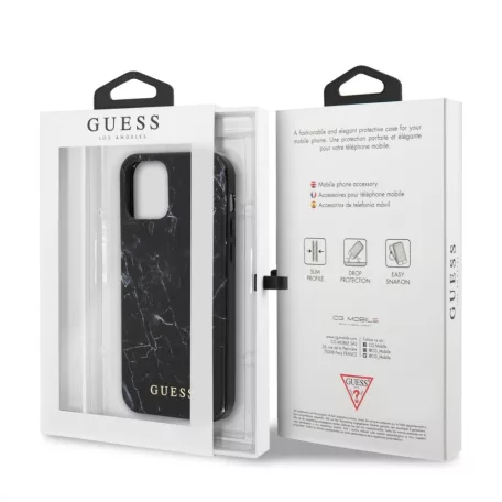 Guess Apple iPhone 12 Mini 2020 (5.4) Marble hátlapvédő tok fekete (GUHCP12SPCUMABK)