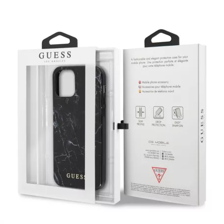 Guess Apple iPhone 12 / 12 Pro 2020 (6.1) Marble hátlapvédő tok fekete (GUHCP12MPCUMABK)