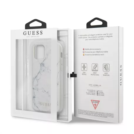Guess Apple iPhone 12 Mini 2020 (5.4) Marble hátlapvédő tok fehér (GUHCP12SPCUMAWH)