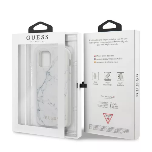 Guess Apple iPhone 12 Mini 2020 (5.4) Marble hátlapvédő tok fehér (GUHCP12SPCUMAWH)
