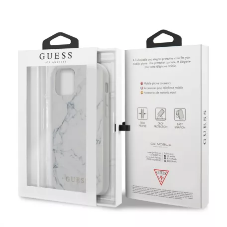 Guess Apple iPhone 12 Pro Max 2020 (6.7) Marble hátlapvédő tok fehér (GUHCP12LPCUMAWH)
