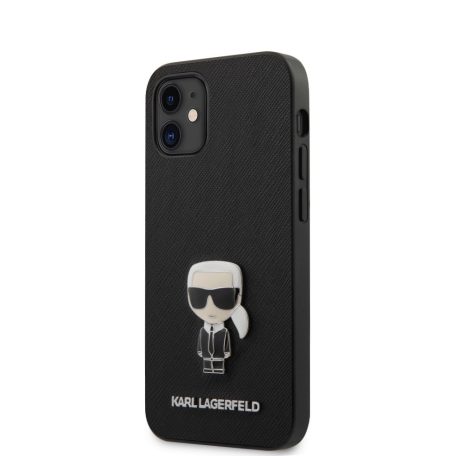 Karl Lagerfeld Apple iPhone 12 Mini 2020 (5.4) Saffiano Iconic hátlapvédő tok fekete (KLHCP12SIKMSBK)