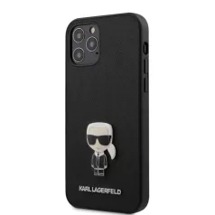   Karl Lagerfeld Apple iPhone 12 Pro Max 2020 (6.7) Saffiano Iconic hátlapvédő tok fekete (KLHCP12LIKMSBK)