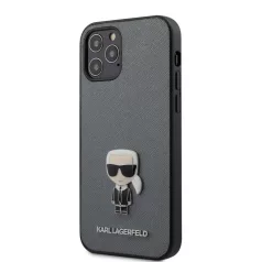   Karl Lagerfeld Apple iPhone 12 / 12 Pro 2020 (6.1) Saffiano Iconic hátlapvédő tok ezüst (KLHCP12MIKMSSL)