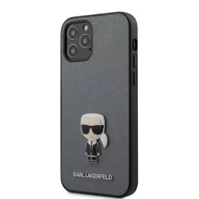   Karl Lagerfeld Apple iPhone 12 / 12 Pro 2020 (6.1) Saffiano Iconic hátlapvédő tok ezüst (KLHCP12MIKMSSL)
