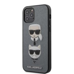   Karl Lagerfeld & Choupette Apple iPhone 12 / 12 Pro 2020 (6.1) hátlapvédő tok ezüst (KLHCP12MSAKICKCSL)