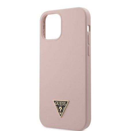 Guess Apple iPhone 12 / 12 Pro 2020 (6.1) Metal Triangle hátlapvédő tok Light Pink (GUHCP12MLSTMLP)