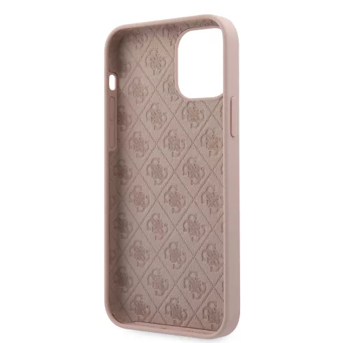 Guess Apple iPhone 12 / 12 Pro 2020 (6.1) Metal Triangle hátlapvédő tok Light Pink (GUHCP12MLSTMLP)