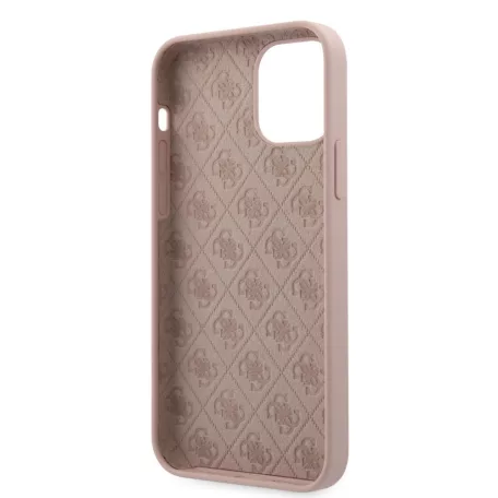 Guess Apple iPhone 12 Pro Max 2020 (6.7) Metal Triangle hátlapvédő tok Light Pink (GUHCP12LLSTMLP)