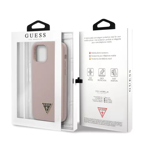 Guess Apple iPhone 12 Pro Max 2020 (6.7) Metal Triangle hátlapvédő tok Light Pink (GUHCP12LLSTMLP)
