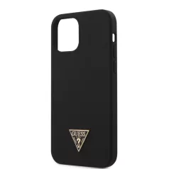   Guess Apple iPhone 12 / 12 Pro 2020 (6.1) Metal Triangle hátlapvédő tok fekete (GUHCP12MLSTMBK)