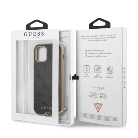 Guess Apple iPhone 12 Mini 2020 (5.4) 4G Charms hátlapvédő tok szürke (GUHCP12SGF4GGR)