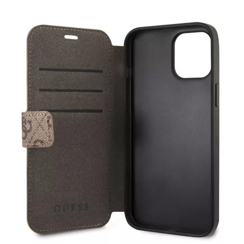 Guess Apple iPhone 12 Pro Max 2020 (6.7) oldalra nyíló könyv tok barna (GUFLBKSP12L4GB)