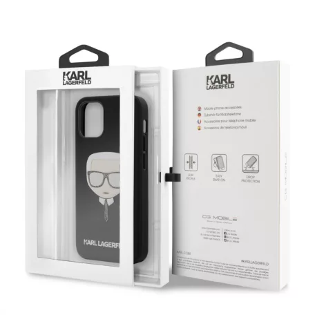 Karl Lagerfeld Apple iPhone 12 Mini 2020 (5.4) Glitter Head hátlapvédő tok fekete (KLHCP12SGLBK)