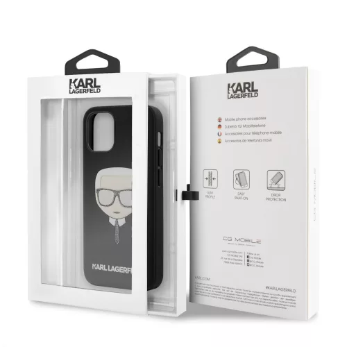 Karl Lagerfeld Apple iPhone 12 Mini 2020 (5.4) Glitter Head hátlapvédő tok fekete (KLHCP12SGLBK)