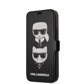   Karl Lagerfeld and Choupette Apple iPhone 12 Mini 2020 (5.4) oldalra nyíló könyv tok fekete (KLFLBKSP12SFKICKC)