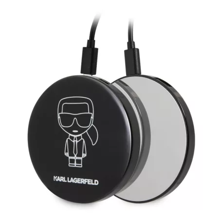 Karl Lagerfeld Apple AirPods 1/2 szilikon tok fekete külső akkumulátorral (KLBPPBOA2K)