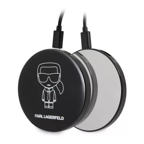 Karl Lagerfeld Apple AirPods 1/2 szilikon tok fekete külső akkumulátorral (KLBPPBOA2K)