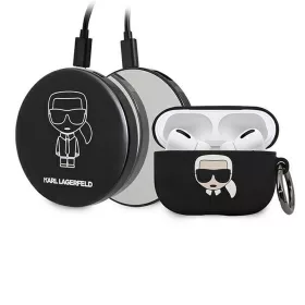   Karl Lagerfeld Apple Airpods Pro szilikon tok fekete külső akkumulátorral (KLBPPBOAPK)