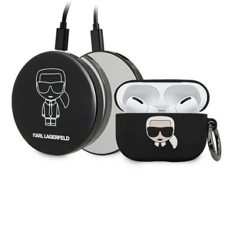 Karl Lagerfeld Apple Airpods Pro szilikon tok fekete külső akkumulátorral (KLBPPBOAPK)