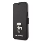 Karl Lagerfeld Apple iPhone 12 Pro Max 2020 (6.7) Saffiano Iconic oldalra nyíló könyv tok fekete (KLFLBKP12LIKMSBK)