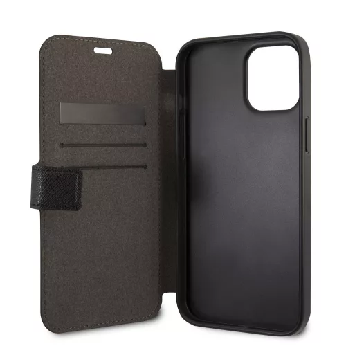 Karl Lagerfeld Apple iPhone 12 Pro Max 2020 (6.7) Saffiano Iconic oldalra nyíló könyv tok fekete (KLFLBKP12LIKMSBK)