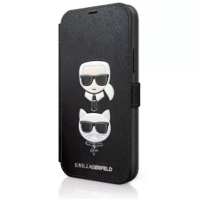   Karl Lagerfeld and Choupette Apple iPhone 12 Pro Max 2020 (6.7) oldalra nyíló könyv tok fekete (KLFLBKP12LSAKICKCBK)