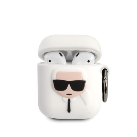 Karl Lagerfeld Apple AirPods 1/2 szilikon tok fehér (KLACCSILKHWH)
