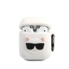   Karl Lagerfeld Choupette Apple AirPods 1/2 szilikon tok fehér (KLACA2SILCHWH)