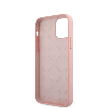 Guess Apple iPhone 12 Mini 2020 (5.4) Silicone Vintage Green Script hátlapvédő tok pink (GUHCP12SLSVSPG)