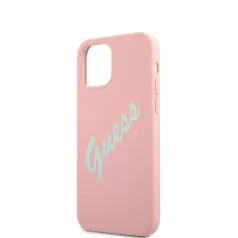   Guess Apple iPhone 12 / 12 Pro 2020 (6.1) Silicone Vintage Green Script hátlapvédő tok pink (GUHCP12MLSVSPG)