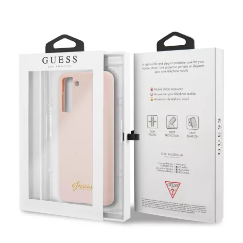 Guess Samsung G990 Galaxy S21 (2021) Metal Logo hátlapvédő tok pink (GUHCS21SLSLMGLP)