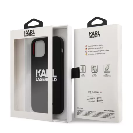 Karl Lagerfeld Apple iPhone 12 / 12 Pro 2020 (6.1) hátlapvédő tok fekete (KLHCP12MSLKLRBK)