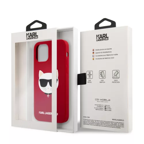 Karl Lagerfeld Choupette Apple iPhone 12 Pro Max 2020 (6.7) hátlapvédő tok piros (KLHCP12LSLCHRE)