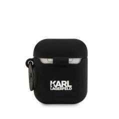   Karl Lagerfeld Rue St Guillaume Apple AirPods 1/2 szilikon tok fekete (KLACA2SILRSGBK)