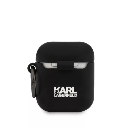 Karl Lagerfeld Rue St Guillaume Apple AirPods 1/2 szilikon tok fekete (KLACA2SILRSGBK)