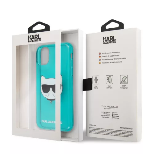 Karl Lagerfeld TPU Choupette Apple iPhone 11 (6.1) 2019 hátlapvédő tok Fluo Blue (KLHCN61CHTRB)