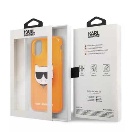 Karl Lagerfeld TPU Choupette Apple iPhone 11 (6.1) 2019 hátlapvédő tok Fluo Orange (KLHCN61CHTRO)