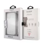 Guess Apple iPhone 12 / 12 Pro 2020 (6.1) PC Silver 4G Chain and Script hátlapvédő tok átlátszó (GUHCP12MKC4GSSI)